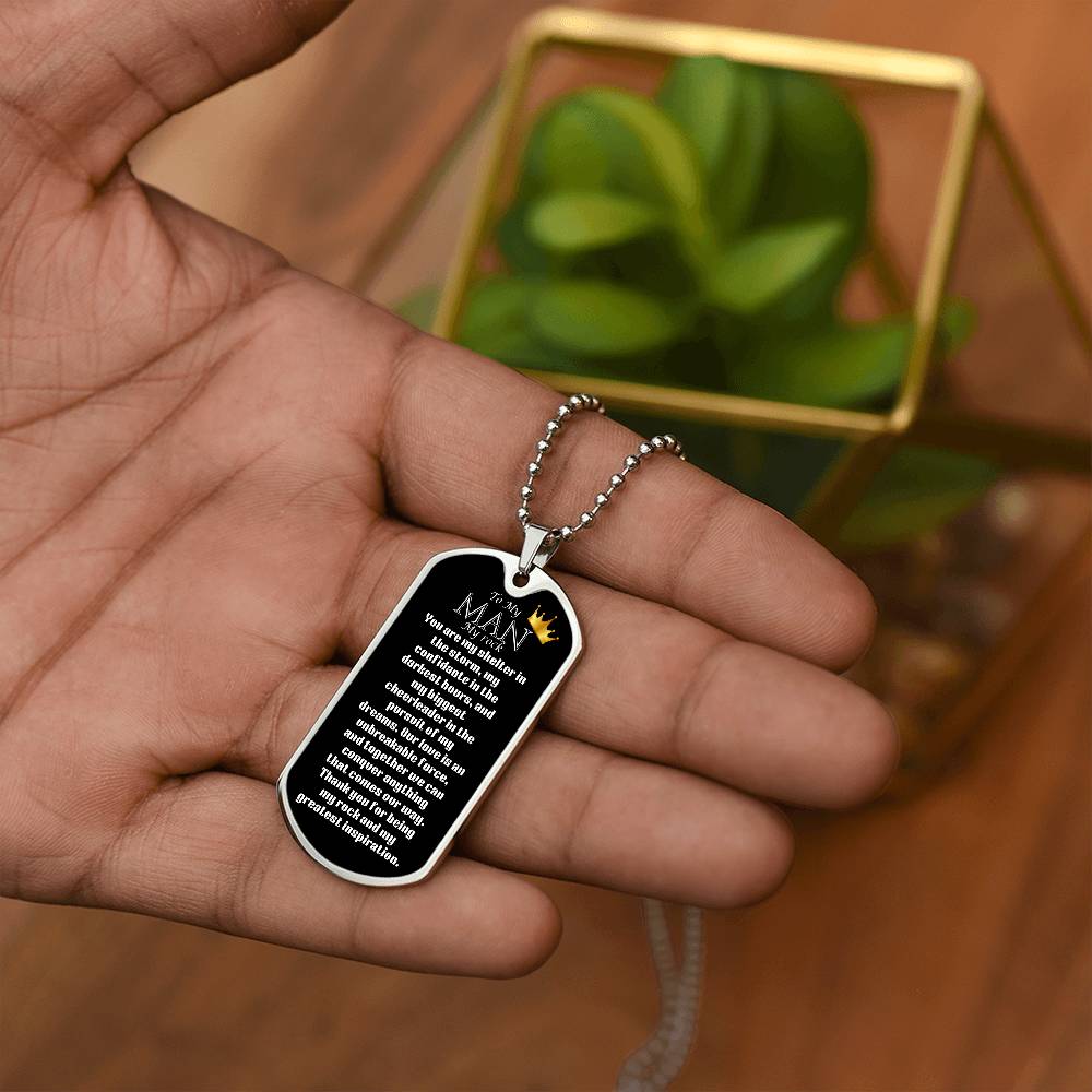 Luxury Military Dog Tag “ my man, my rock”