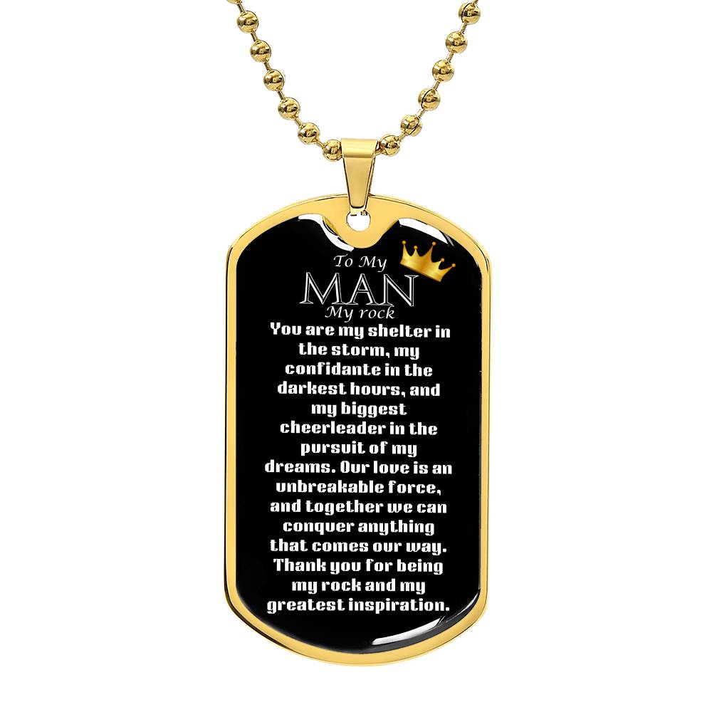 Luxury Military Dog Tag “ my man, my rock”